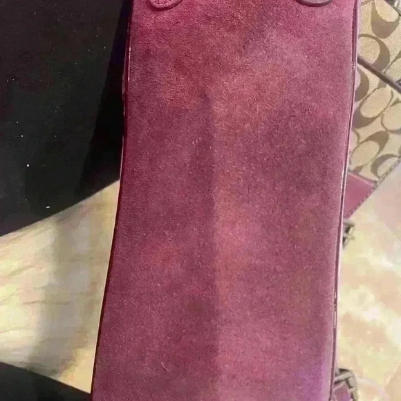 Coach Signature Jacquard Shoulder Tote Bag Magenta Brown/Purple. Gently loved.